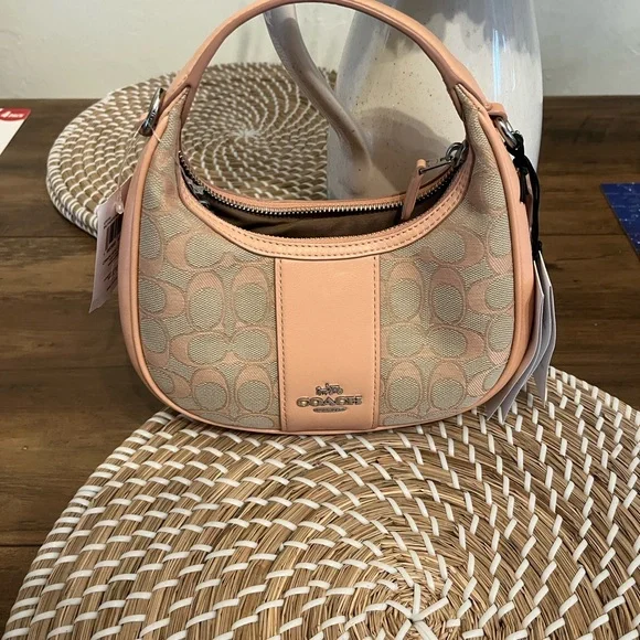 New Coach Pebbled Signature Hobo Bag in Peach - Picture 11 of 16